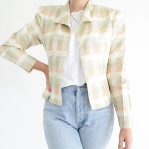 Vintage Sheri Martin New York made in U.S.A. Three  Button Checker Blazer 8